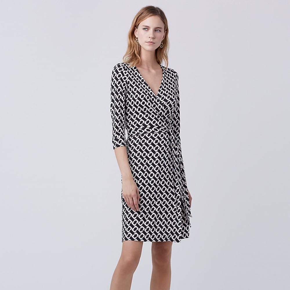 DVF Silk Chain Link Wrap Dress